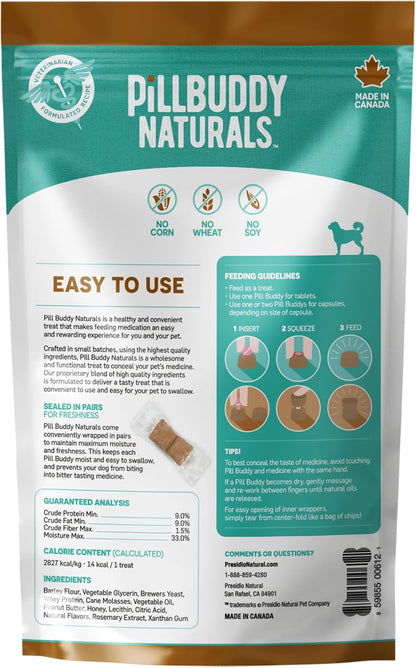 Pill Buddy Naturals, Peanut Butter & Honey Recipe for Dogs, 1 Pack, 30-Count