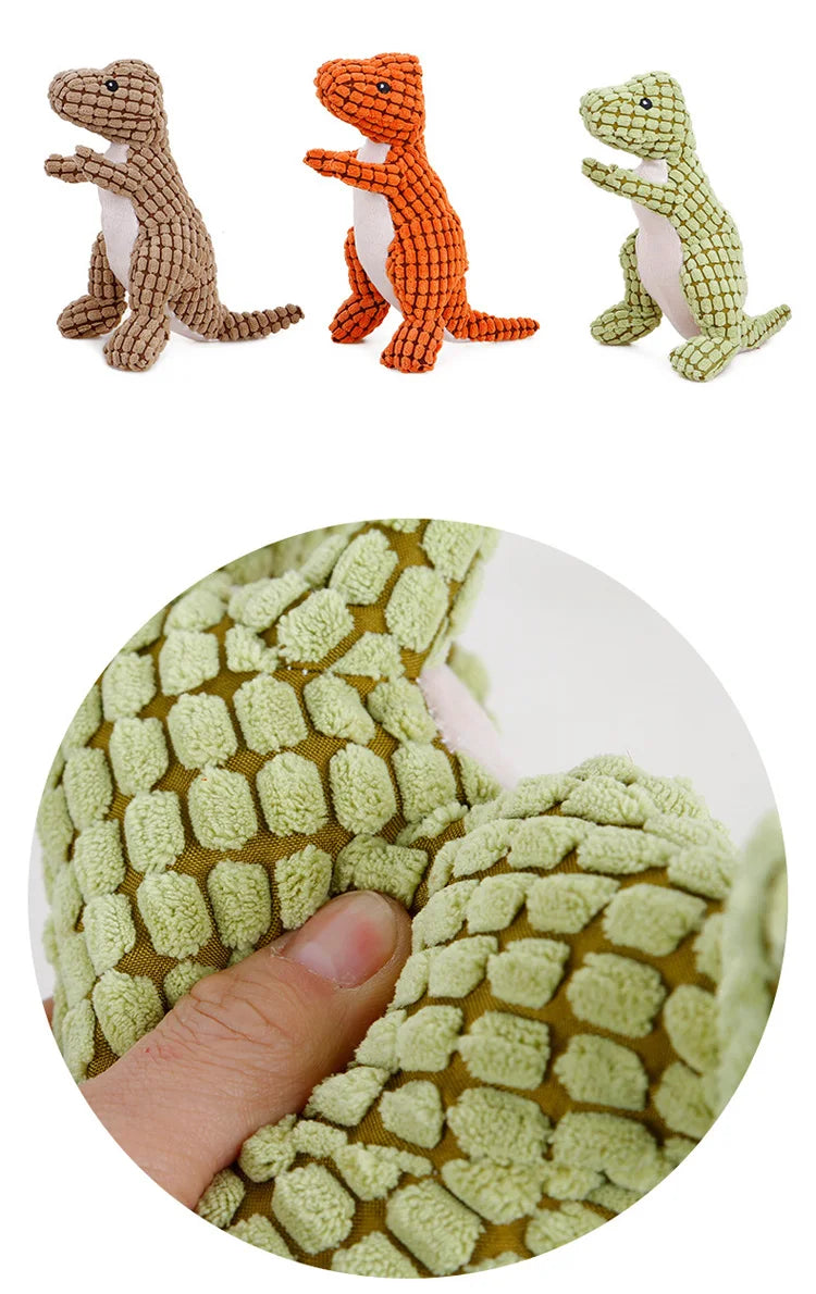 Soft Plush Squeaky Dog Toys Cartoon Cute Dinosaur Pets Cat Toy Outdoor Play Interactive Small Dog Chew Molar Toys