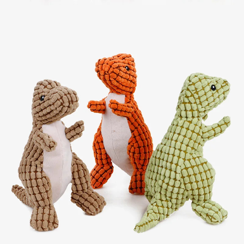 Soft Plush Squeaky Dog Toys Cartoon Cute Dinosaur Pets Cat Toy Outdoor Play Interactive Small Dog Chew Molar Toys