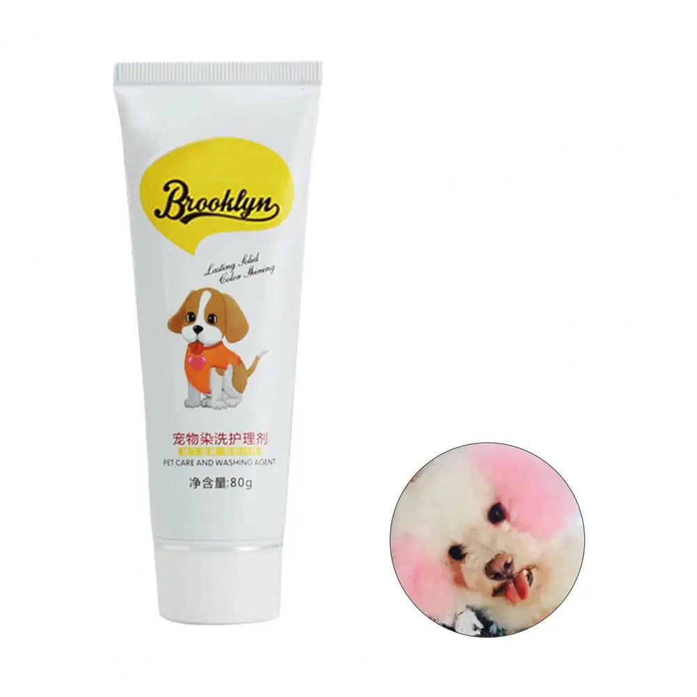 80g Pet Dog Cats Hair Color DIY Dye Agent Semi Permanent Dye Cream Non-Fading Colorful Dog Hair Bright Coloring Dyestuff Pigment