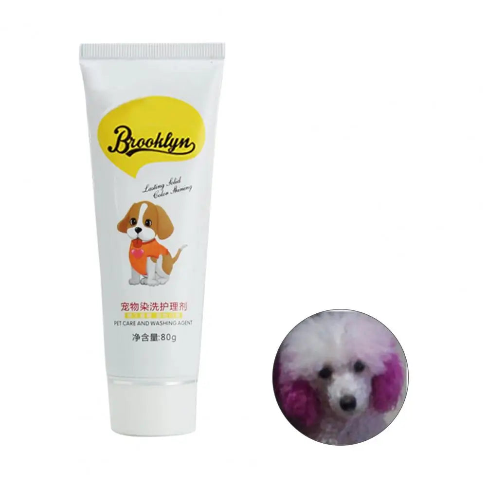 80g Pet Dog Cats Hair Color DIY Dye Agent Semi Permanent Dye Cream Non-Fading Colorful Dog Hair Bright Coloring Dyestuff Pigment