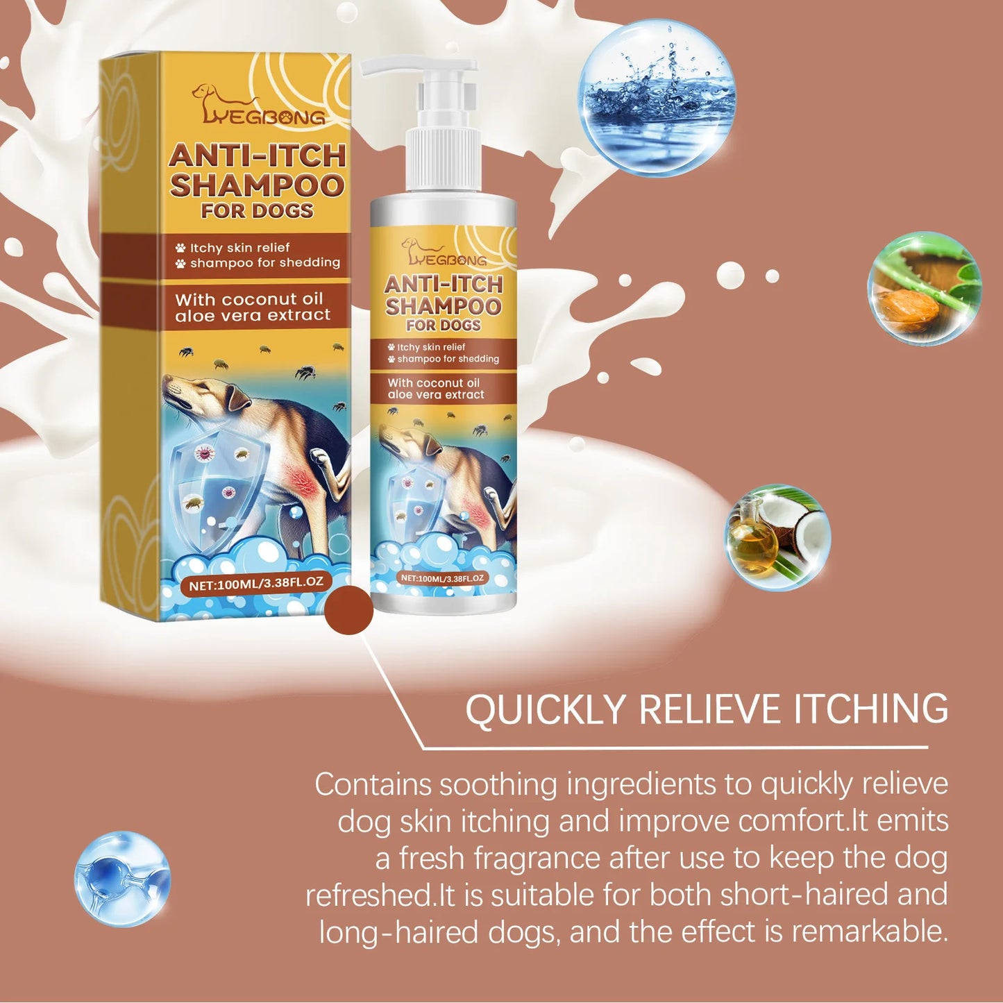 Dog Shampoo Conditioner Moisturizing for Sensitive Skin PH Balanced Anti Itching Flea Killer Dirt Mite Removal Pet Cleaning Foam