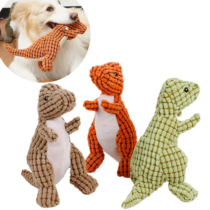 Soft Plush Squeaky Dog Toys Cartoon Cute Dinosaur Pets Cat Toy Outdoor Play Interactive Small Dog Chew Molar Toys