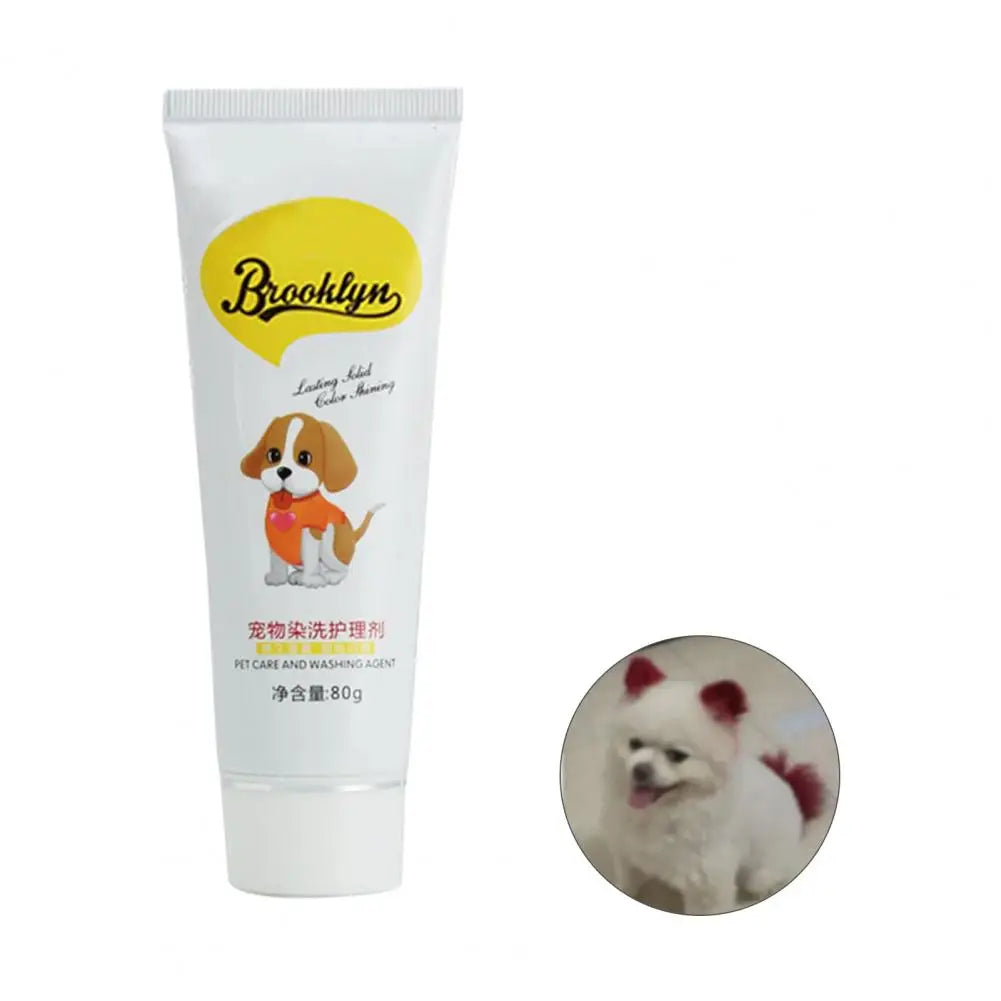 80g Pet Dog Cats Hair Color DIY Dye Agent Semi Permanent Dye Cream Non-Fading Colorful Dog Hair Bright Coloring Dyestuff Pigment