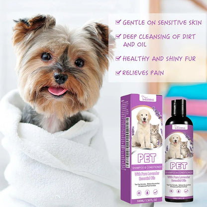 Puppy Shampoo for Dogs Dog Grooming Pet Things Flea and Tick Control Body Care Cats Hair Supplies Conditioner Knots Itching Home