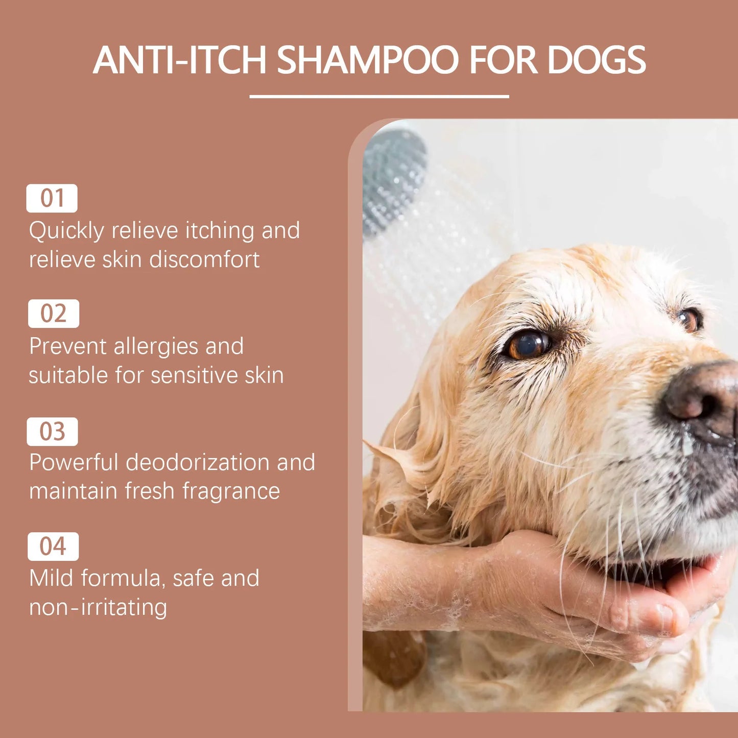 Dog Shampoo Conditioner Moisturizing for Sensitive Skin PH Balanced Anti Itching Flea Killer Dirt Mite Removal Pet Cleaning Foam